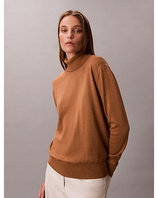 Calvin Klein Merino Coltrui in het Brown