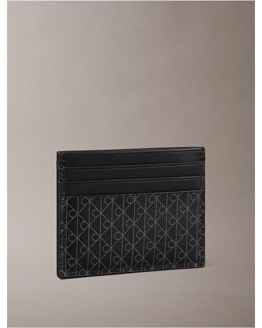 Calvin Klein Gray Allover Monogram Logo Card Holder for men