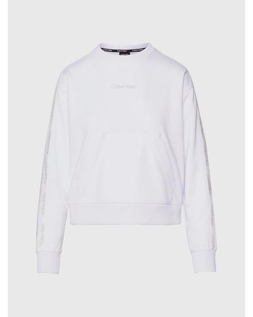 Calvin Klein White Cropped French Terry Sweatshirt