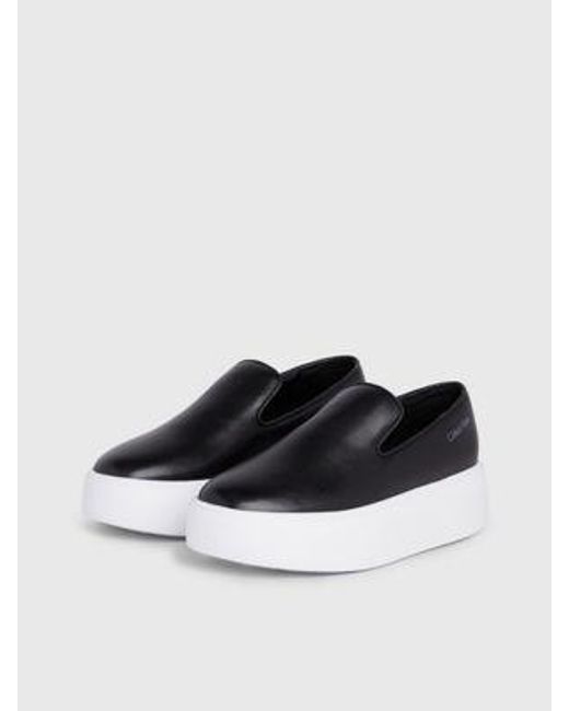 Zapatos slip-on de piel con plataforma Calvin Klein de color White