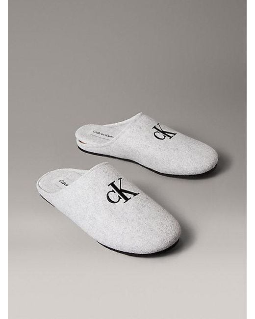 Calvin Klein Metallic Felt Signature Logo Mule Slippers for men