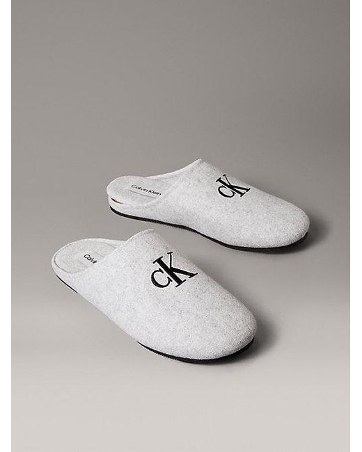 Calvin Klein Signature Vilten Muilpantoffels Met Logo in het Metallic voor heren