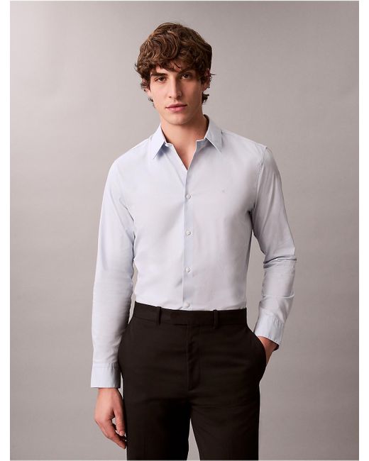 Calvin Klein White Slim Stretch Button-Down Shirt for men