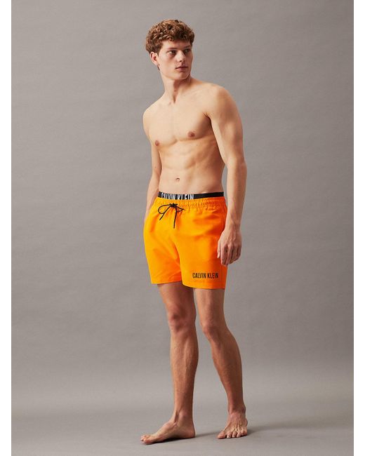 Calvin Klein Gray Double Waistband Swim Shorts - Intense Power for men