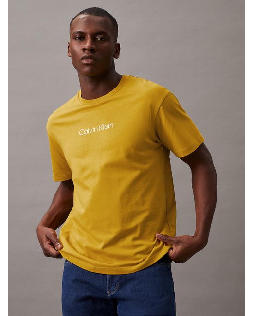 T-shirt en coton avec logo Calvin Klein pour homme en coloris Yellow