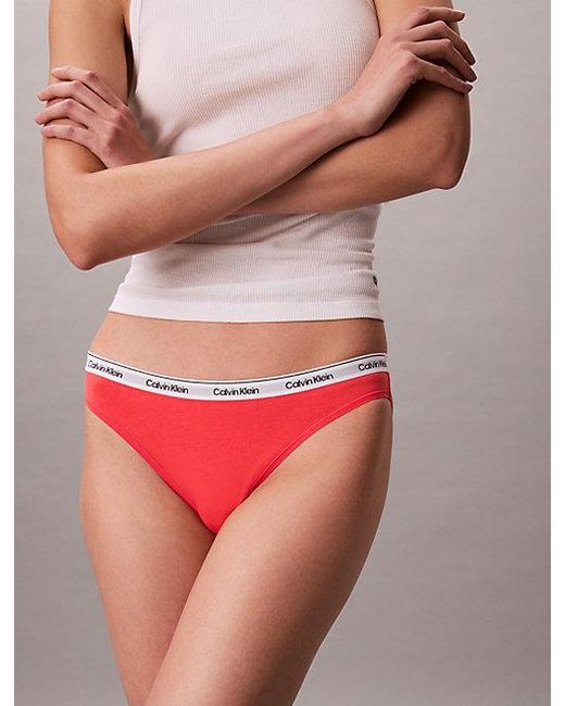 Calvin Klein Red Bikini Briefs Icon Logo