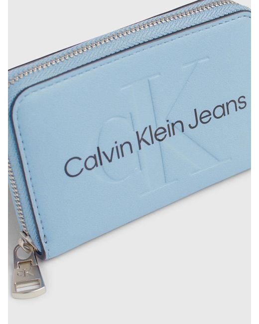 Portefeuille zippé RFID avec logo Calvin Klein en coloris Blue