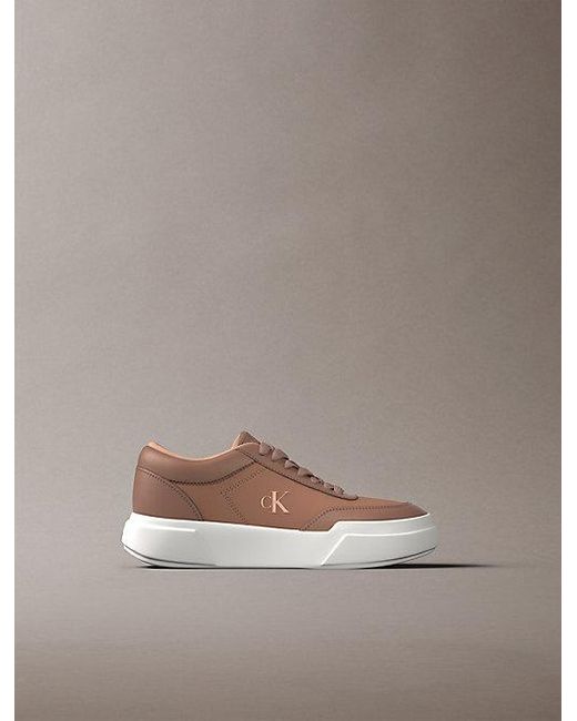 Calvin Klein Gray Leather Durable Traction Chunky Trainers