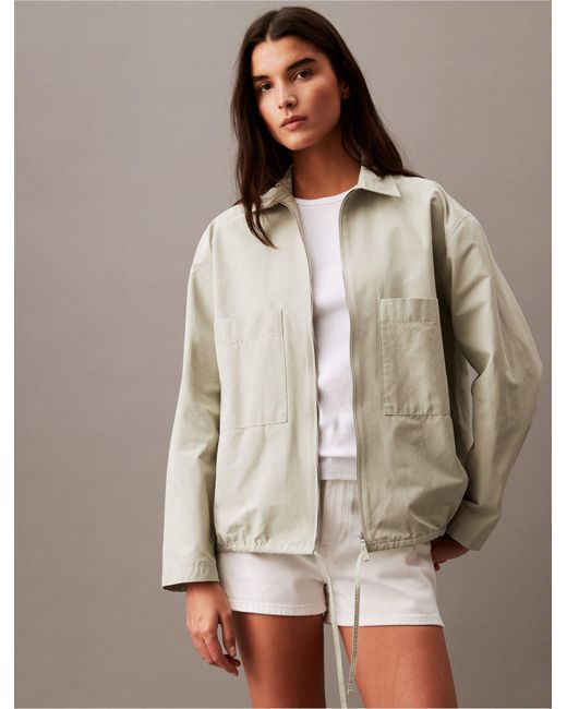 Calvin Klein Brown Tech Cotton Blend Full Zip Jacket