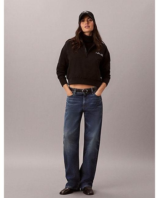 Calvin Klein Blue Logo Cotton Jersey Lounge Sweatshirt