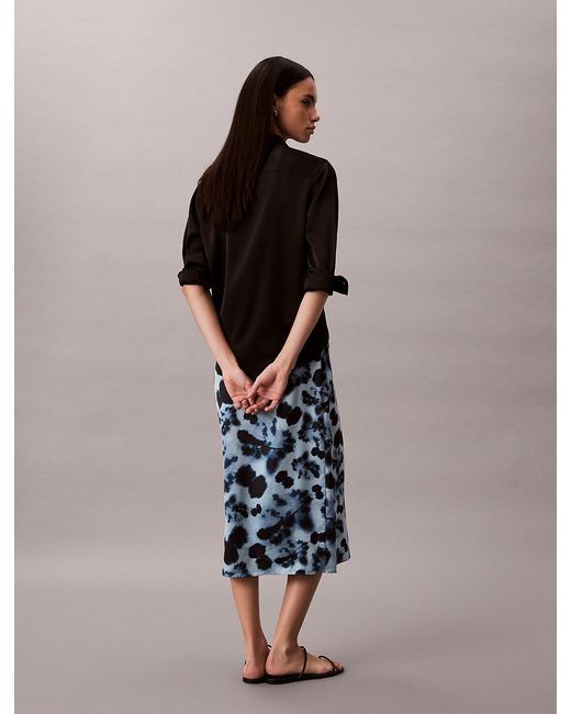 Calvin Klein Multicolor Printed Satin Midi Skirt