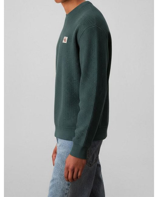 Pull En Maille Gaufrée De Coton Calvin Klein pour homme en coloris Gray