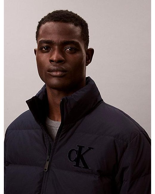 Calvin Klein Chenille Pufferjack Met Monogram in het Blue voor heren