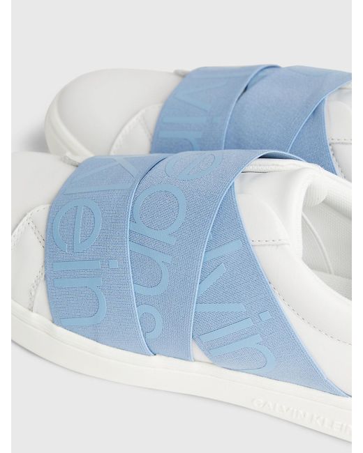 Calvin Klein Blue Leather Slip-on Trainers