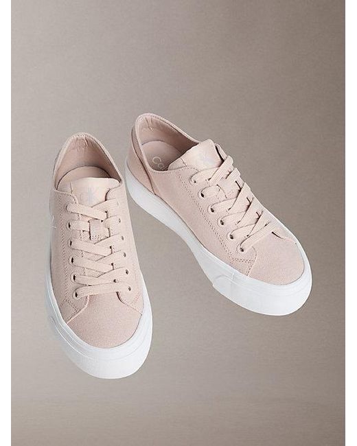 Calvin Klein Natural Graz Canvas Platform Logo Trainers