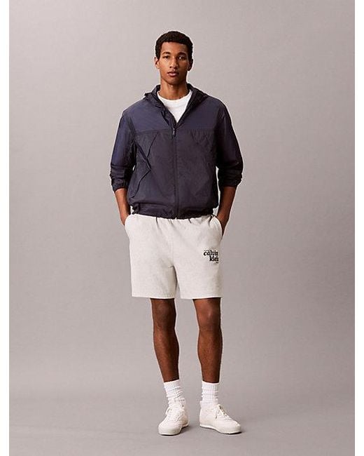 Calvin Klein Gray Jeans Embroidered Logo Jogger Shorts for men