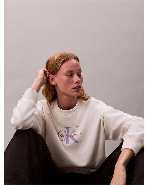 Calvin Klein Pink Calvin Klein Monogram Logo Fleece Relaxed Sweatshirt