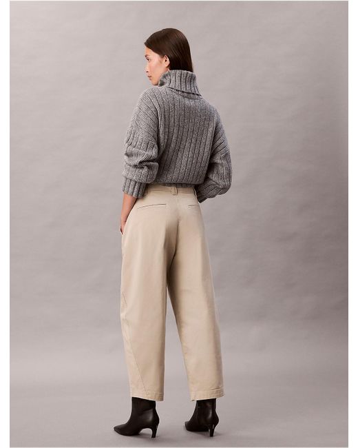 Calvin Klein Gray Calvin Klein Cotton Stretch Twill Barrel Pants