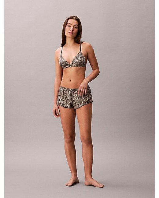 Calvin Klein Brown Unlined Triangle Bra Signature Satin