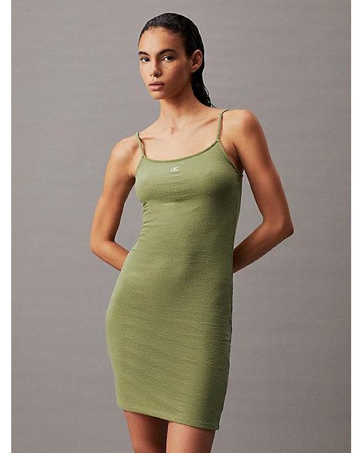 Calvin Klein Slim Mini-jurk Van Breisel Met Textuur in het Green