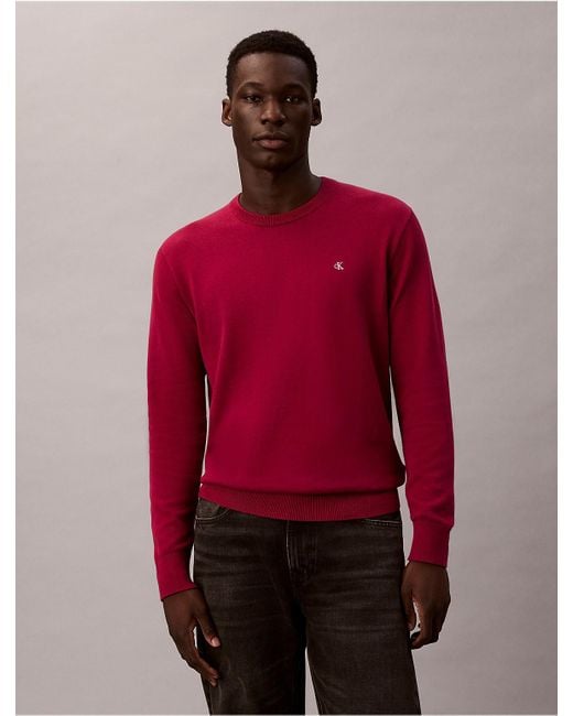 Calvin Klein Red Calvin Klein Smooth Cotton Sweater for men