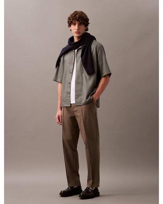 Calvin Klein Gray Relaxed Cotton Gauze Shirt for men