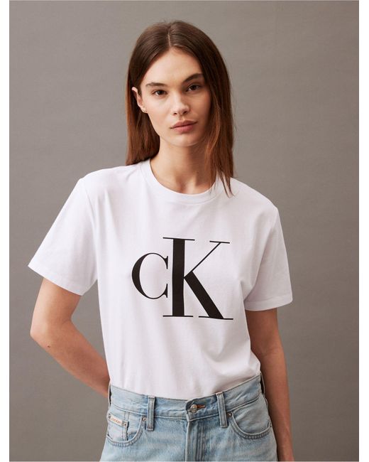 Calvin Klein Gray Monogram Logo Crewneck T-shirt