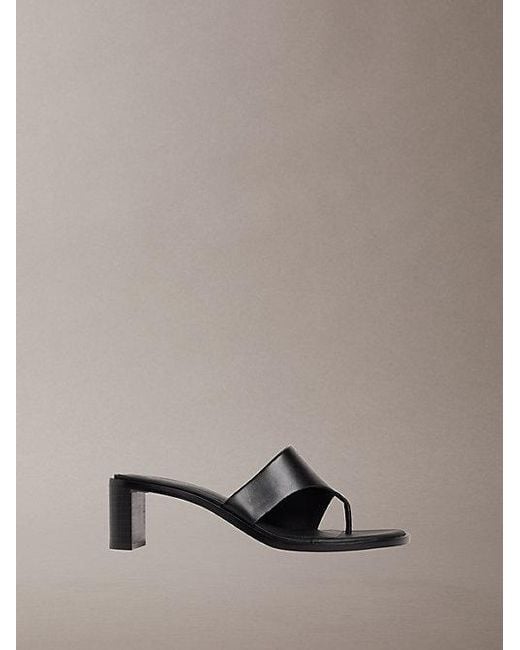 Calvin Klein Multicolor Marghe Leather Heeled Thong Sandals