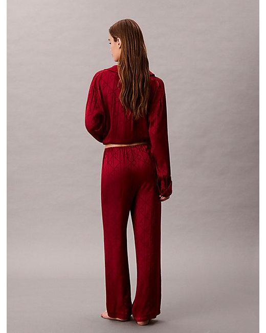 Calvin Klein Red Satin Sheen Print Pyjama Pants