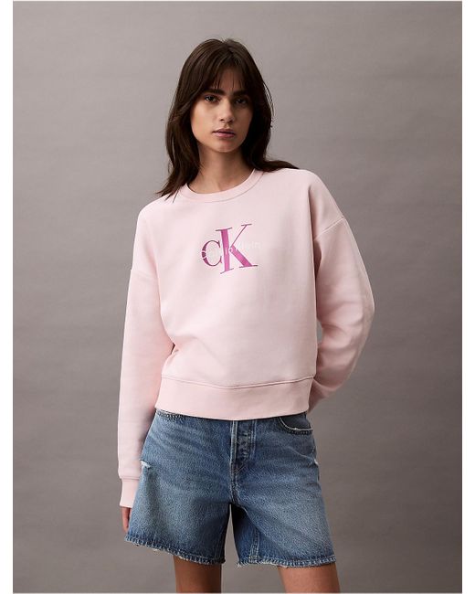 Calvin Klein Multicolor Calvin Klein Fleece Monogram Logo Relaxed Sweatshirt