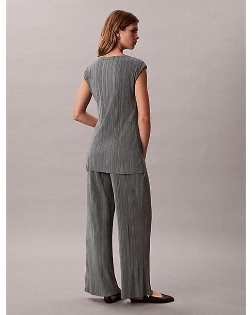 Calvin Klein Gray Plisse Pull On Lounge Trousers