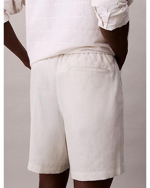 Calvin Klein Pink Linen Blend Pull On Shorts for men