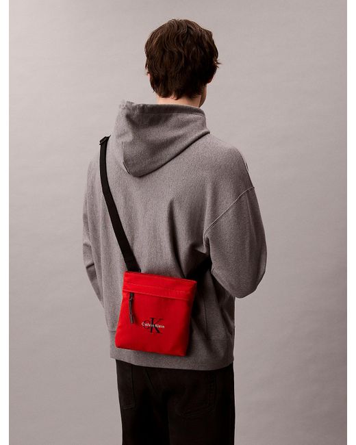 Calvin Klein Red Nylon Monogram Logo Flatpack for men