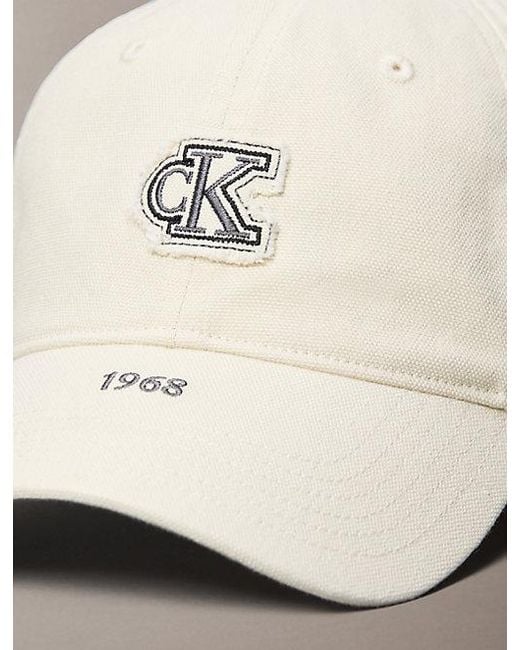 Calvin Klein Natural Washed Canvas Embroidered Logo Cap for men