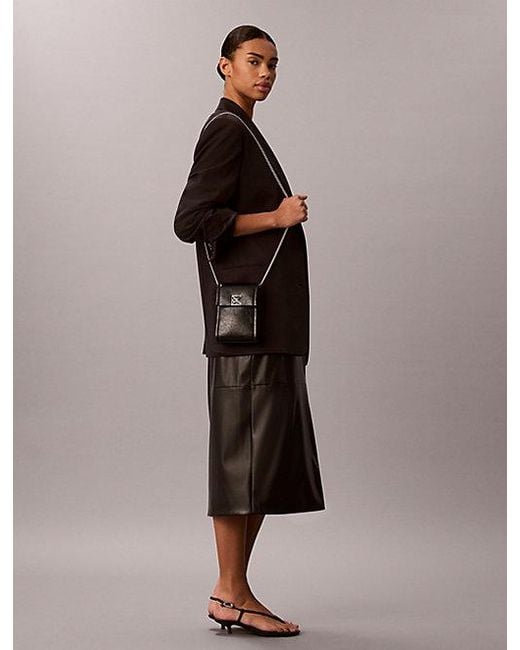 Calvin Klein Black Emblem Logo Crossbody Phone Bag