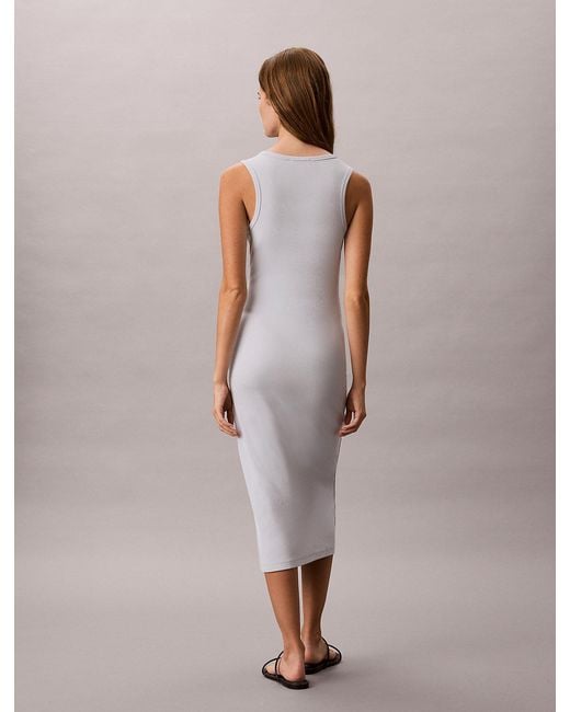 Calvin Klein Blue Ribbed Cotton Midi Tank Dress