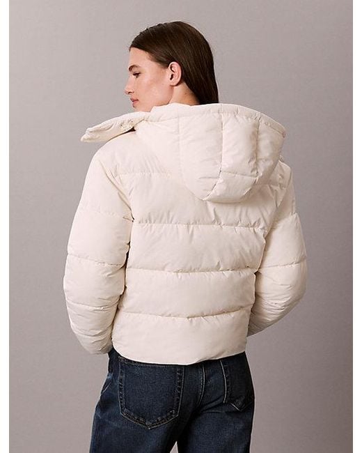 Calvin Klein Natural Jeans Short Hooded Puffer Jacket