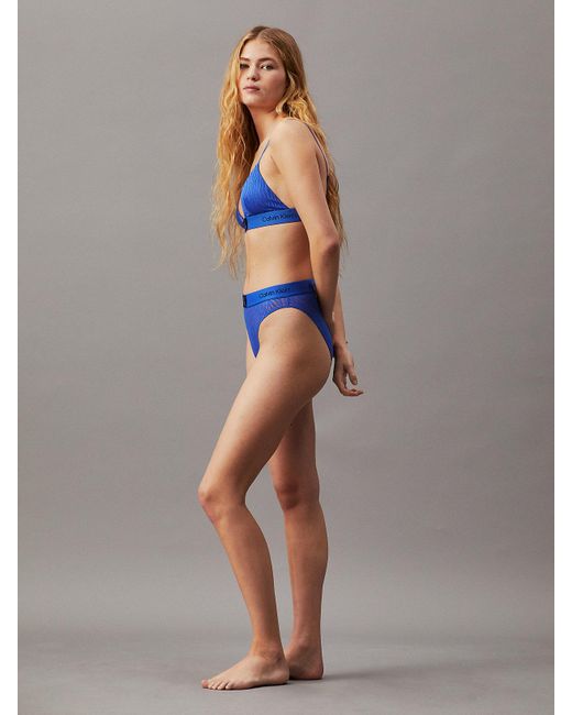 Calvin Klein Blue Lace High Waisted Bikini Briefs - Ck96