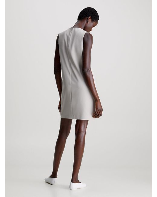 Calvin Klein White Structured Crepe Shift Dress