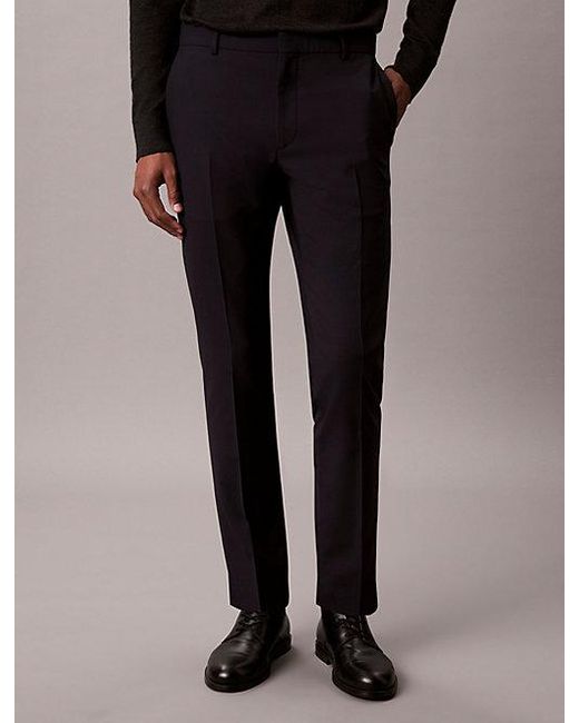 Calvin Klein Natural Slim Wool Stretch Trousers for men