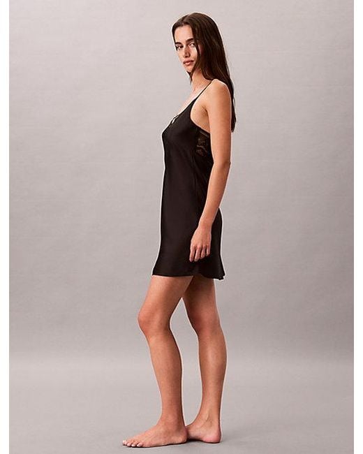 Calvin Klein Brown Satin And Lace Night Dress