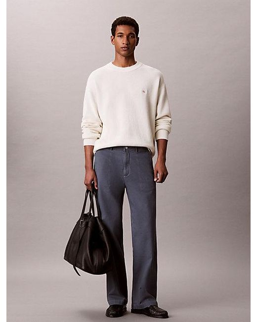 Calvin Klein Blue Jeans Relaxed Cotton Utility Trousers for men