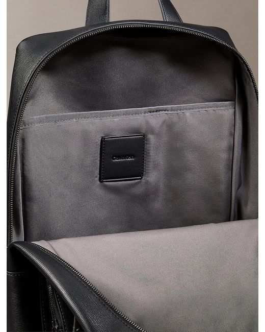 Calvin Klein Gray Slim Saffiano Emblem Logo Backpack for men