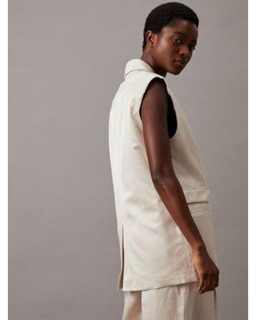 Calvin Klein Relaxed Tailored Bodywarmer Van Viscose in het White