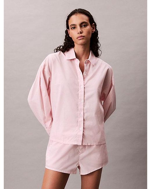 Calvin Klein Pink Pyjama-Shorts Aus Baumwoll-Popeline