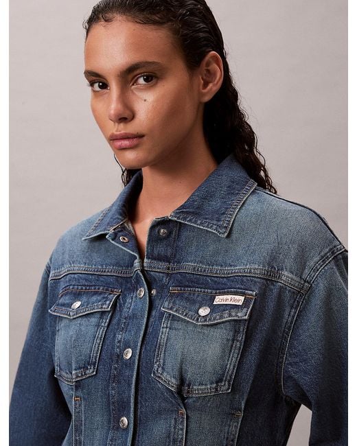 Calvin Klein Blue Denim Shirt Dress