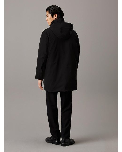 Calvin Klein Black Hooded Parka Coat for men