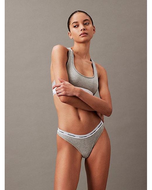 Calvin Klein White Thong Icon Logo