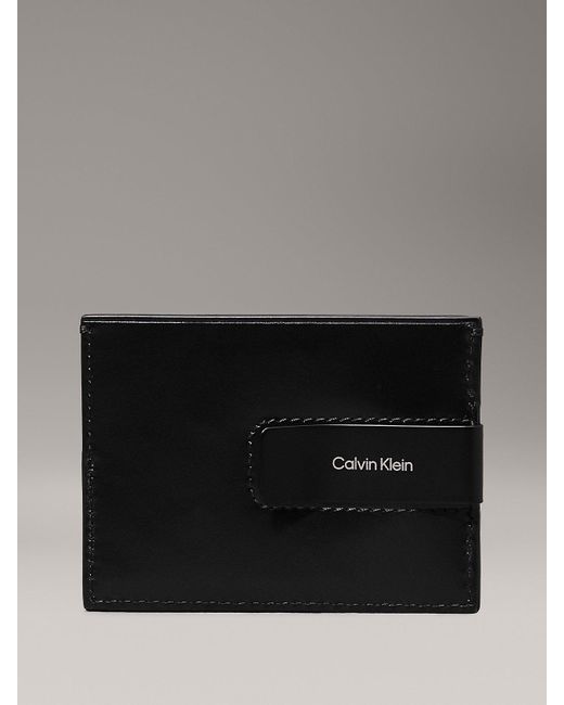 Calvin Klein Black Leather Money Clip Cardholder for men