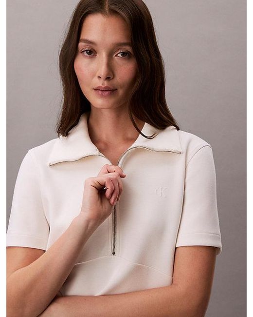 Calvin Klein Multicolor Jeans Short Sleeve Zip Collar Mini Dress